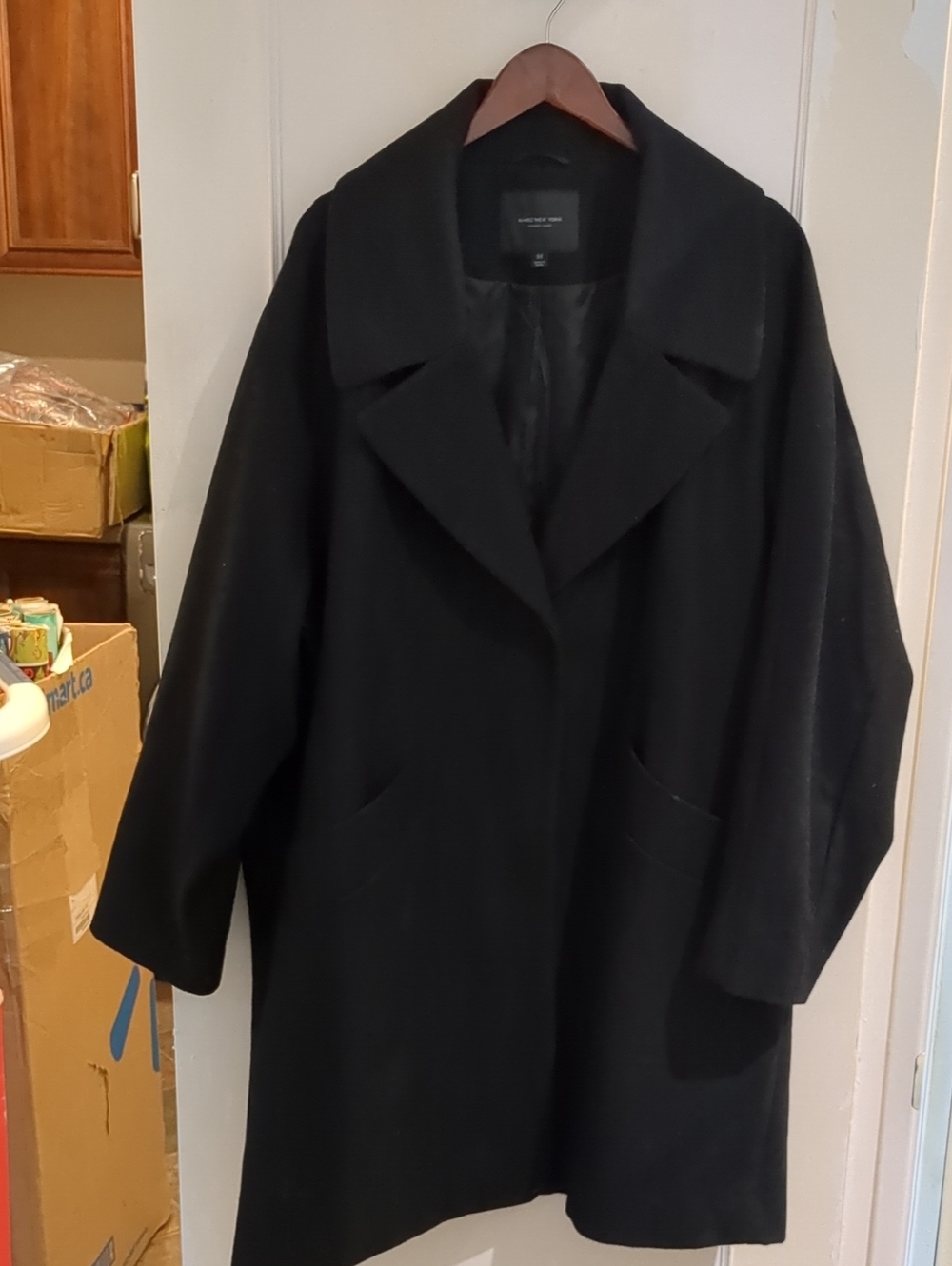 Marc New York Black Wool-Blend Pea Coat